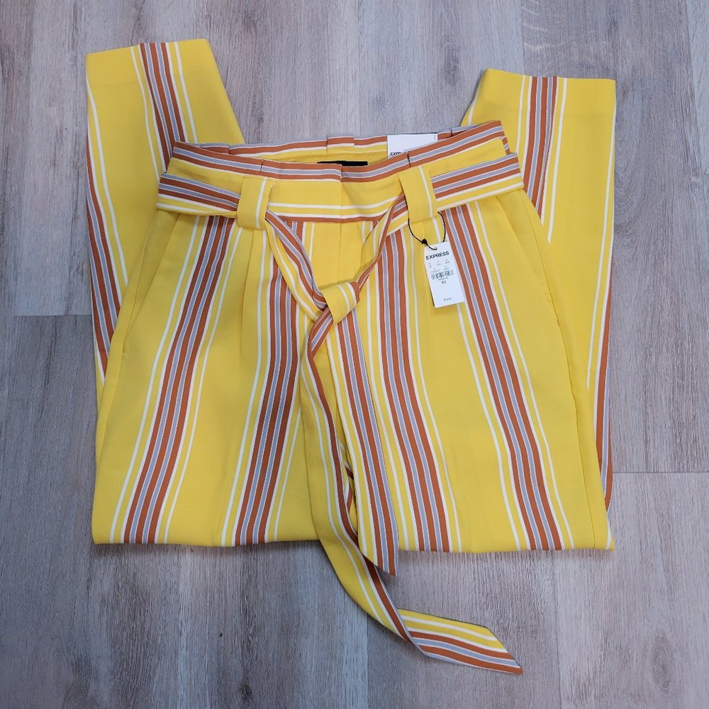 New Express High Rise stripped ankle Pants size 6